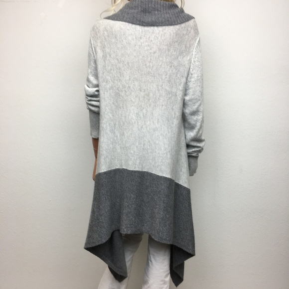 Asymmetrical Hem Color Block Cardigan Sweater - Picture 5 of 7